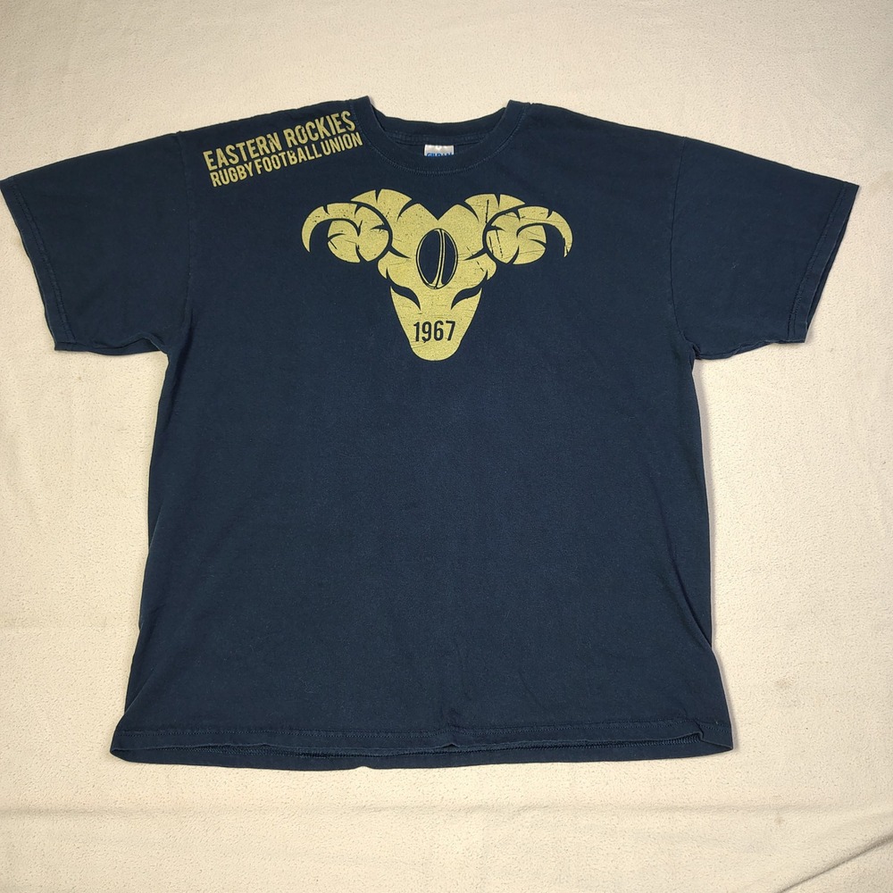 Rocky Mountain Kickoff Rugby Tournament T-Shirt XL Blue Cotton Gildan Mens